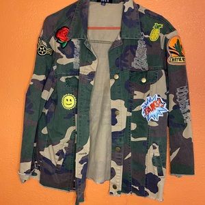 Camouflage Print Jean Jacket